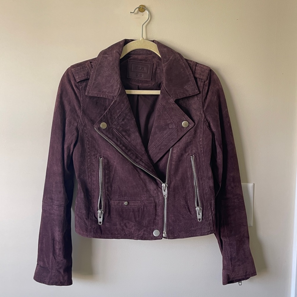 SL8 By BLANK NYC suede leather moto jacket in plum